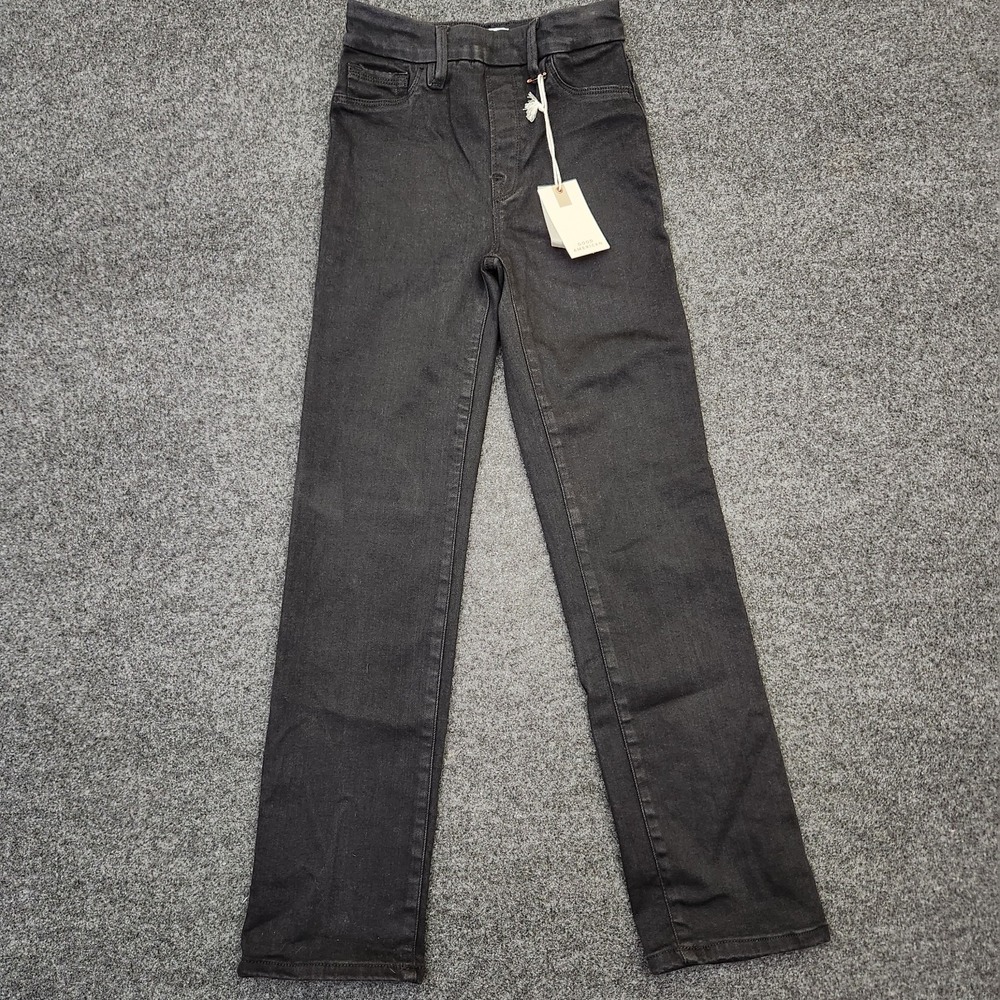 Good American Womens Small Black Power Stretch Pull On Straight Jeans